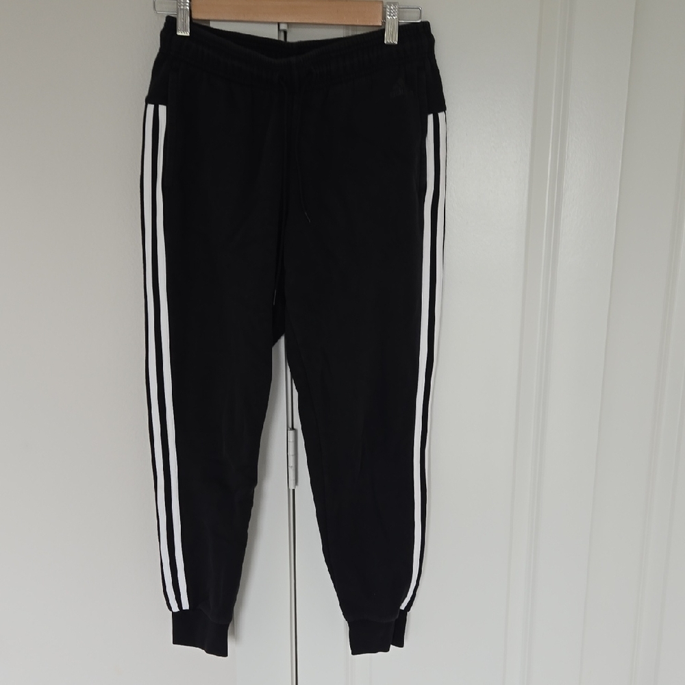 Adidas Black Sweatpants with White Stripes